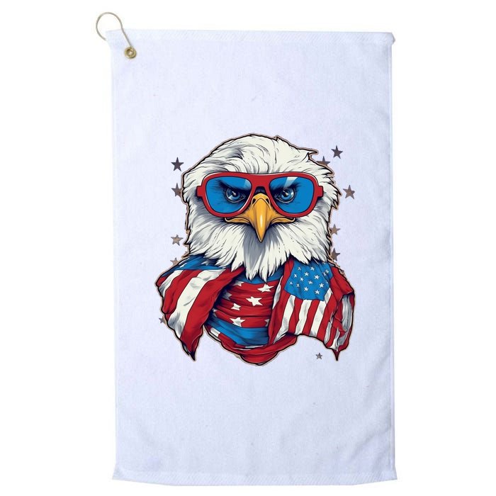 Bald Eagle With American Flag IA Golf Towel