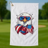 Bald Eagle With American Flag IA Golf Towel
