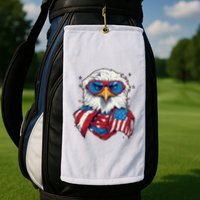 Bald Eagle With American Flag IA Golf Towel