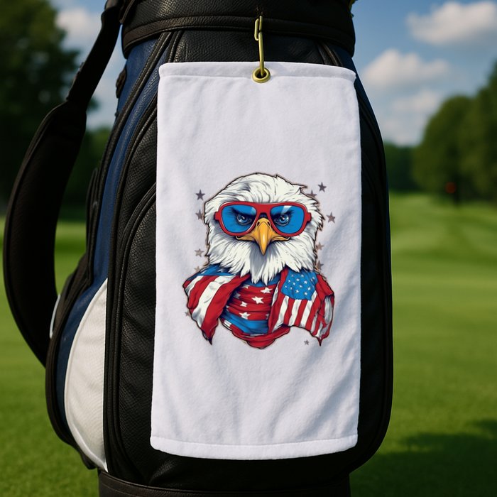 Bald Eagle With American Flag IA Golf Towel