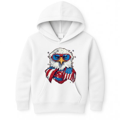 Bald Eagle With American Flag IA Kids Hoodie