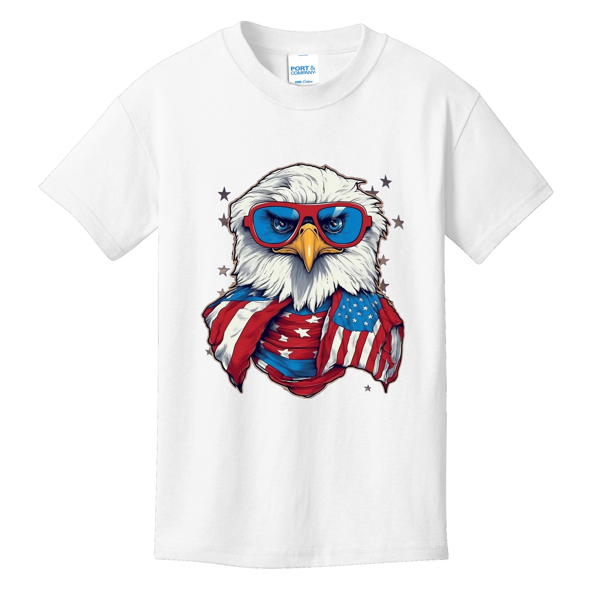 Bald Eagle With American Flag IA Kids T-Shirt