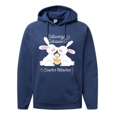 Bunny Easter Wishes! Cute Easter Design! Great Gift Performance Fleece Hoodie