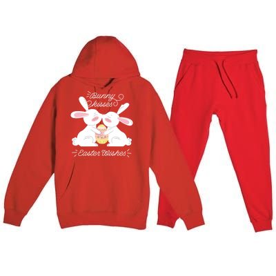 Bunny Easter Wishes! Cute Easter Design! Great Gift Premium Hooded Sweatsuit Set