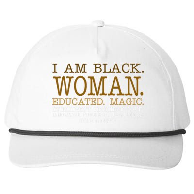 Black Educated Woman Quote Snapback Five-Panel Rope Hat