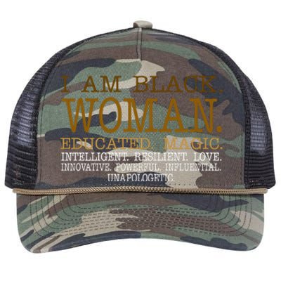 Black Educated Woman Quote Retro Rope Trucker Hat Cap