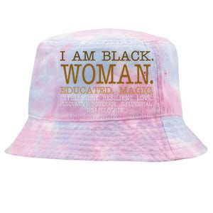 Black Educated Woman Quote Tie-Dyed Bucket Hat