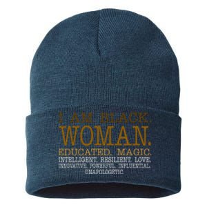 Black Educated Woman Quote Sustainable Knit Beanie