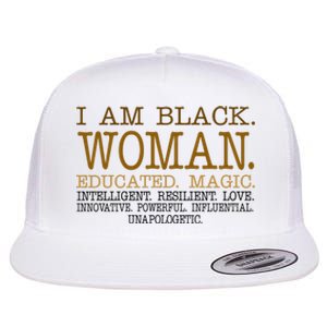 Black Educated Woman Quote Flat Bill Trucker Hat