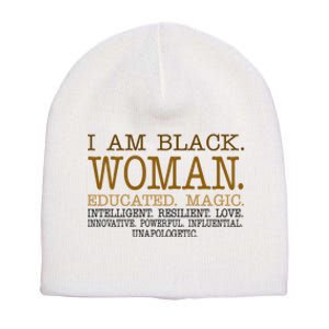 Black Educated Woman Quote Short Acrylic Beanie