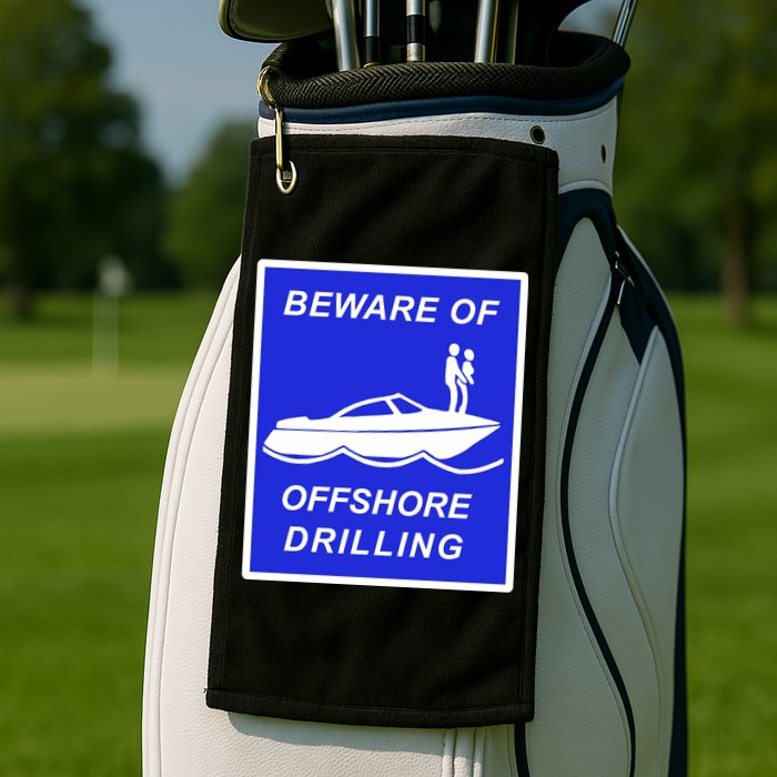 Beware Of Offshore Drilling Funny Boat Golf Towel