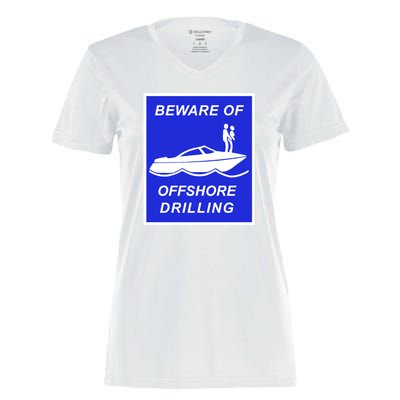 Beware Of Offshore Drilling Funny Boat Women's Momentum V-Neck T-Shirt