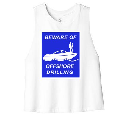 Beware Of Offshore Drilling Funny Boat Women's Racerback Cropped Tank