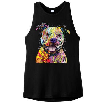 Beware of Pit Bulls - Dog - Dean Russo Ladies PosiCharge Tri-Blend Wicking Tank