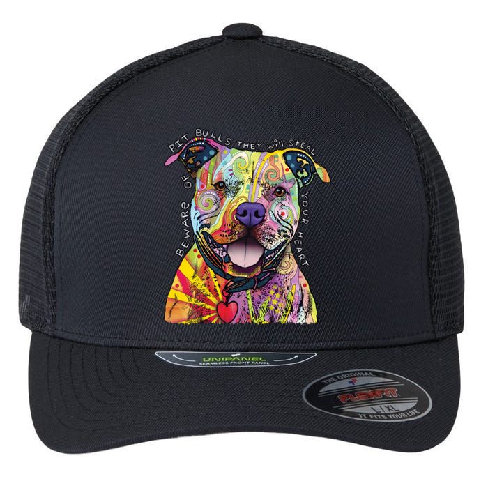 Beware of Pit Bulls - Dog - Dean Russo Flexfit Unipanel Trucker Cap