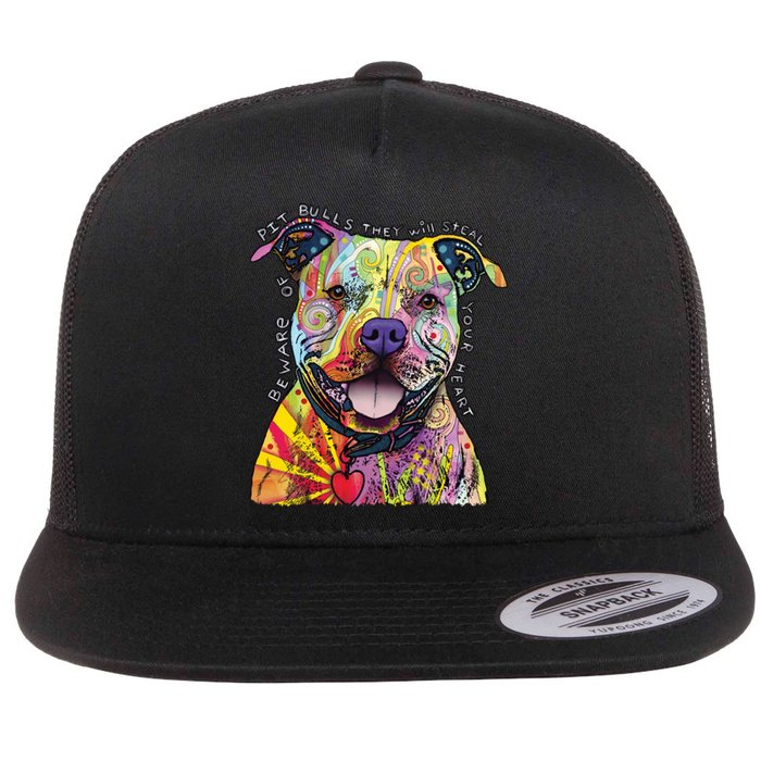 Beware of Pit Bulls - Dog - Dean Russo Flat Bill Trucker Hat