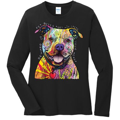 Beware of Pit Bulls - Dog - Dean Russo Ladies Long Sleeve Shirt