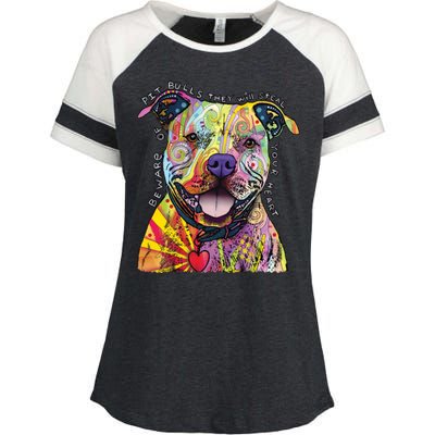 Beware of Pit Bulls - Dog - Dean Russo Enza Ladies Jersey Colorblock Tee