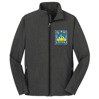 Be Extra Yellow And Blue Smile Face Down Syndrome Core Soft Shell Jacket