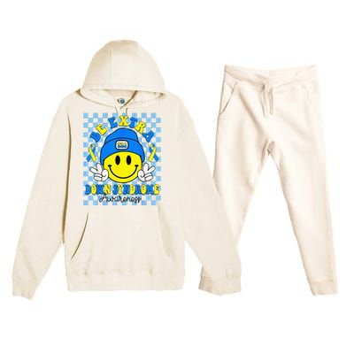 Be Extra Yellow And Blue Smile Face Down Syndrome Premium Hooded Sweatsuit Set