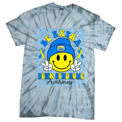 Be Extra Yellow And Blue Smile Face Down Syndrome Tie-Dye T-Shirt