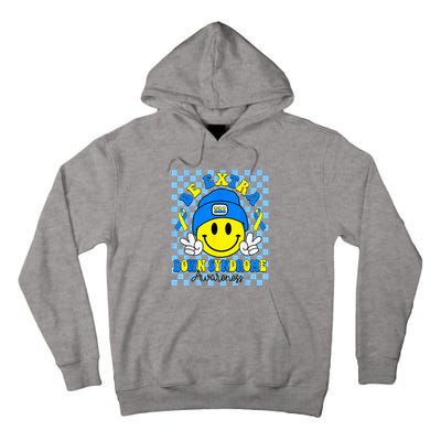 Be Extra Yellow And Blue Smile Face Down Syndrome Tall Hoodie