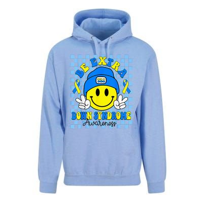 Be Extra Yellow And Blue Smile Face Down Syndrome Unisex Surf Hoodie