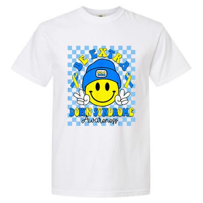 Be Extra Yellow And Blue Smile Face Down Syndrome Garment-Dyed Heavyweight T-Shirt