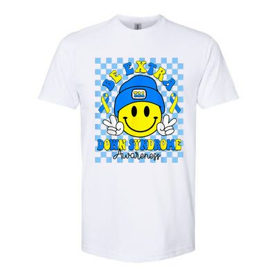 Be Extra Yellow And Blue Smile Face Down Syndrome Softstyle CVC T-Shirt