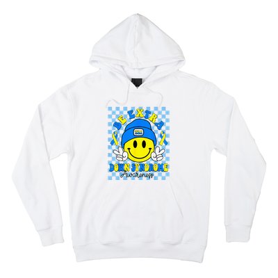 Be Extra Yellow And Blue Smile Face Down Syndrome Hoodie