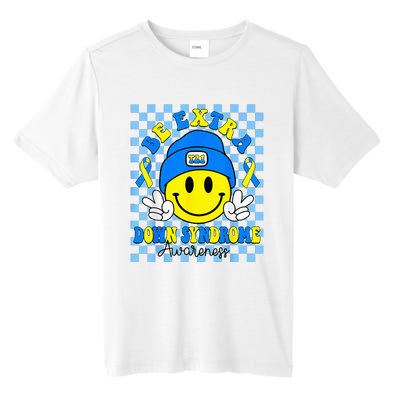 Be Extra Yellow And Blue Smile Face Down Syndrome Tall Fusion ChromaSoft Performance T-Shirt