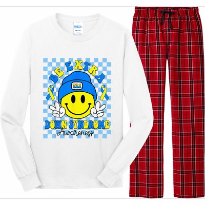 Be Extra Yellow And Blue Smile Face Down Syndrome Long Sleeve Pajama Set