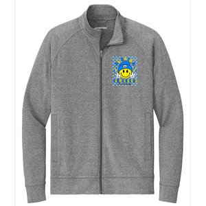 Be Extra Yellow And Blue Smile Face Down Syndrome Awareness Stretch Full-Zip Cadet Jacket