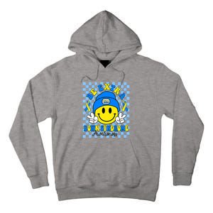 Be Extra Yellow And Blue Smile Face Down Syndrome Awareness Tall Hoodie