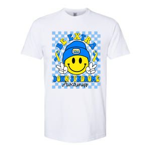 Be Extra Yellow And Blue Smile Face Down Syndrome Awareness Softstyle CVC T-Shirt