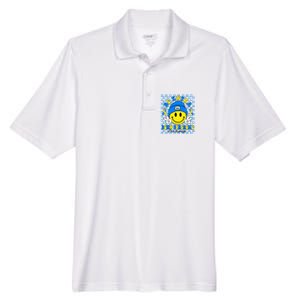 Be Extra Yellow And Blue Smile Face Down Syndrome Awareness Men's Origin Performance Pique Polo