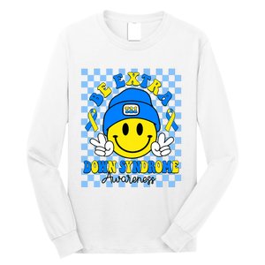 Be Extra Yellow And Blue Smile Face Down Syndrome Awareness Long Sleeve Shirt