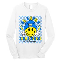 Be Extra Yellow And Blue Smile Face Down Syndrome Awareness Long Sleeve Shirt