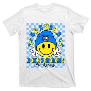 Be Extra Yellow And Blue Smile Face Down Syndrome Awareness T-Shirt