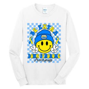 Be Extra Yellow And Blue Smile Face Down Syndrome Awareness Tall Long Sleeve T-Shirt