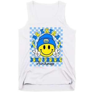 Be Extra Yellow And Blue Smile Face Down Syndrome Awareness Tank Top