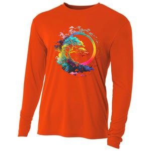 Bonsai Enso Zen Circle Tree Of Life Japanese Spirituality Gift Cooling Performance Long Sleeve Crew