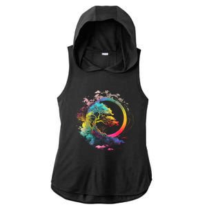 Bonsai Enso Zen Circle Tree Of Life Japanese Spirituality Gift Ladies PosiCharge Tri-Blend Wicking Draft Hoodie Tank