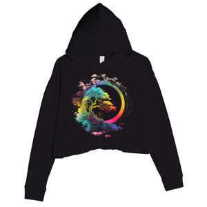 Bonsai Enso Zen Circle Tree Of Life Japanese Spirituality Gift Crop Fleece Hoodie