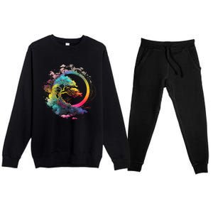 Bonsai Enso Zen Circle Tree Of Life Japanese Spirituality Gift Premium Crewneck Sweatsuit Set