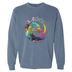 Bonsai Enso Zen Circle Tree Of Life Japanese Spirituality Gift Garment-Dyed Sweatshirt