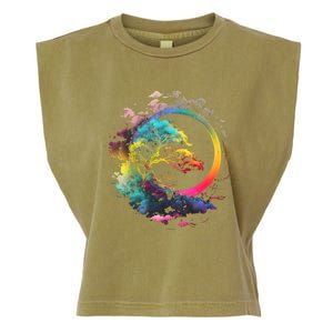 Bonsai Enso Zen Circle Tree Of Life Japanese Spirituality Gift Garment-Dyed Women's Muscle Tee