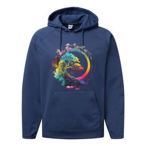 Bonsai Enso Zen Circle Tree Of Life Japanese Spirituality Gift Performance Fleece Hoodie