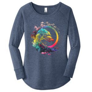 Bonsai Enso Zen Circle Tree Of Life Japanese Spirituality Gift Women's Perfect Tri Tunic Long Sleeve Shirt