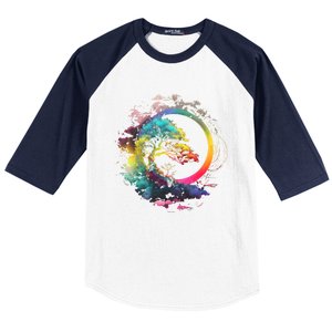 Bonsai Enso Zen Circle Tree Of Life Japanese Spirituality Gift Baseball Sleeve Shirt